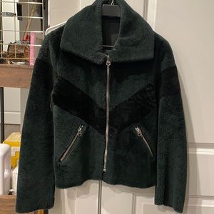 Sandro size 1 jacket. Mountain lamb leather and faux fur
